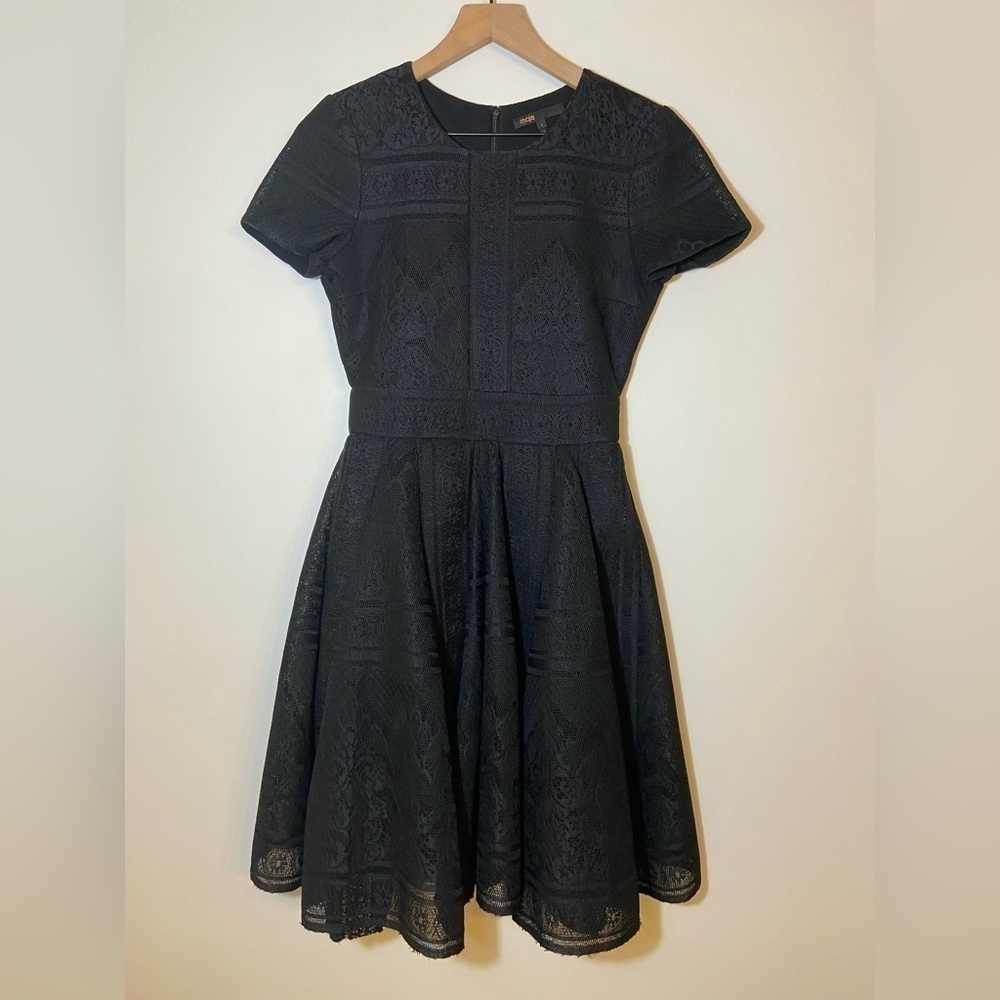 $470 MAJE Black Lace Mini Dress Rimia Evening Party size 1